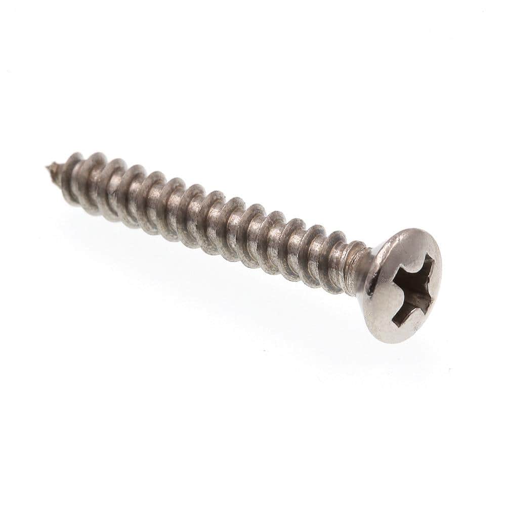 Prime-Line #6 x 1 in. Grade 18-8 Stainless Steel Self-Tapping Oval Head Phillips Drive Sheet Metal Screws (25-Pack) (1)