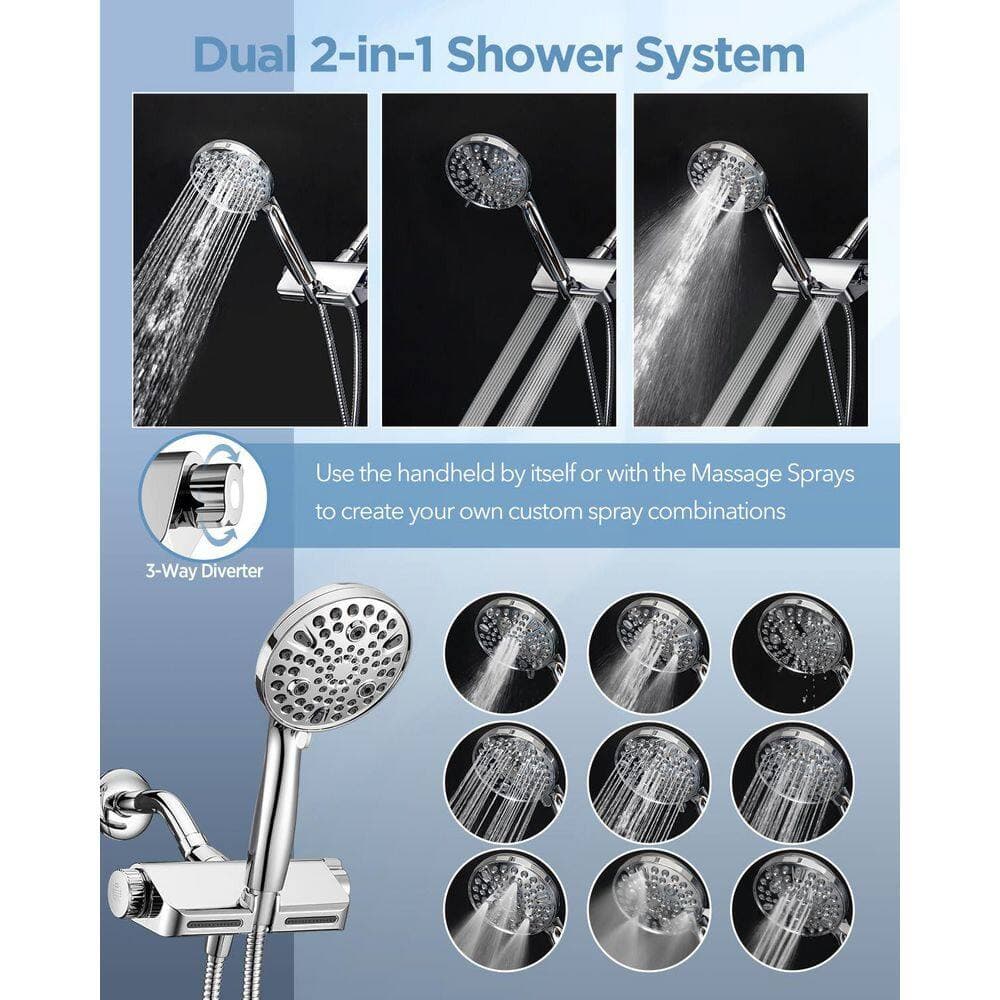 Numhew 1-Piece 2-in-1 Filtered Shower Head with Handheld Combo and 10 Modes for Bathroom Shower Use in Chrome for Shower (2)