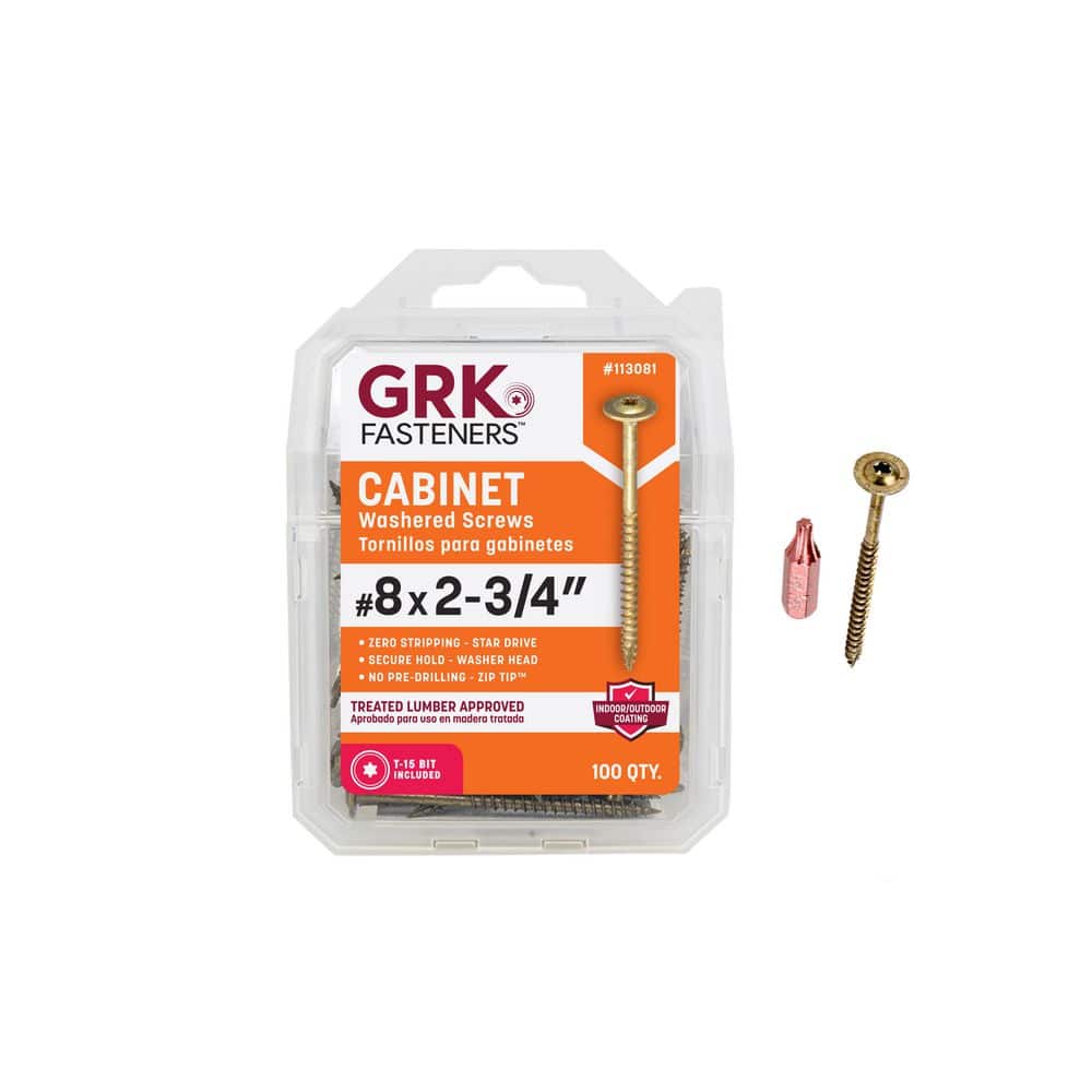 GRK Fasteners #8 x 2-3/4 in. Star Drive Low Profile Washer Head Cabinet Screw (100-Piece per Pack)