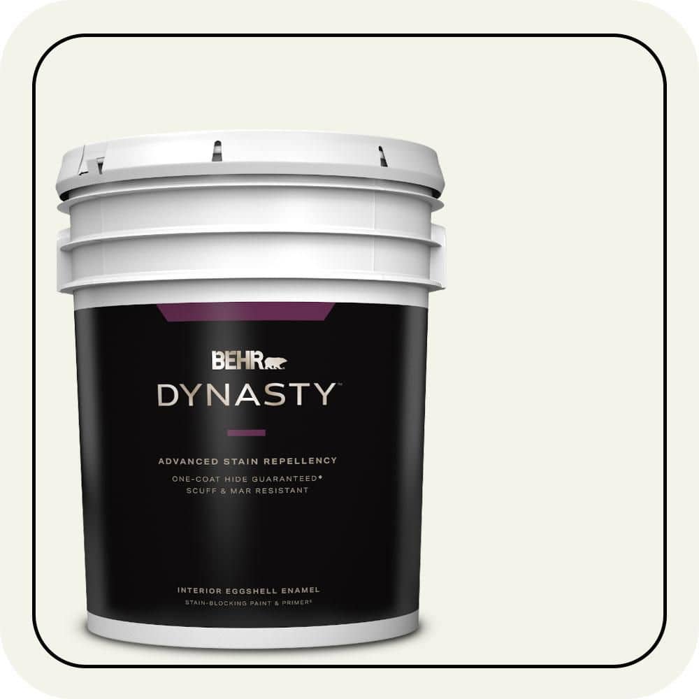 BEHR DYNASTY 5 gal. #PWN-50 Snowy Egret Eggshell Enamel Interior Stain-Blocking Paint & Primer
