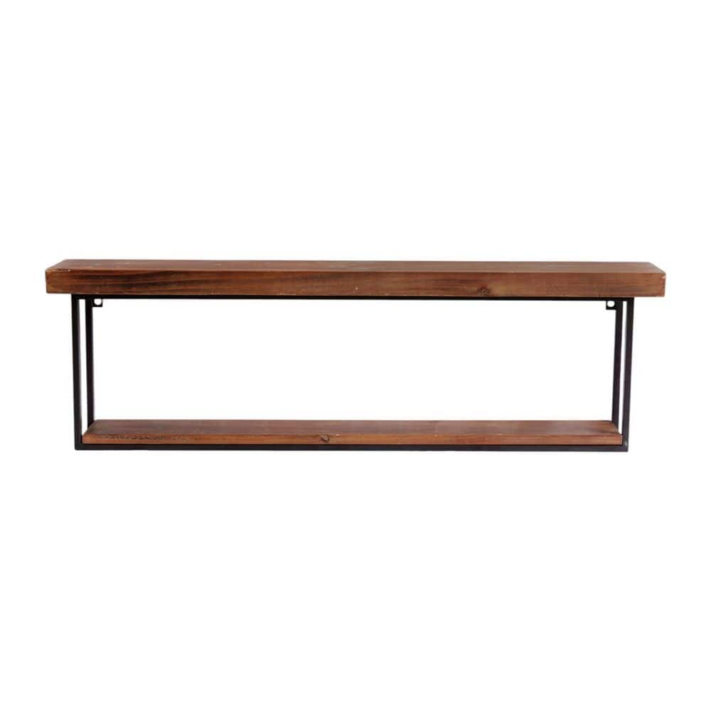 HomeRoots 36 in. W x 6 in. H x 10 in. D Wood Rectangular Shelf in Black (2)
