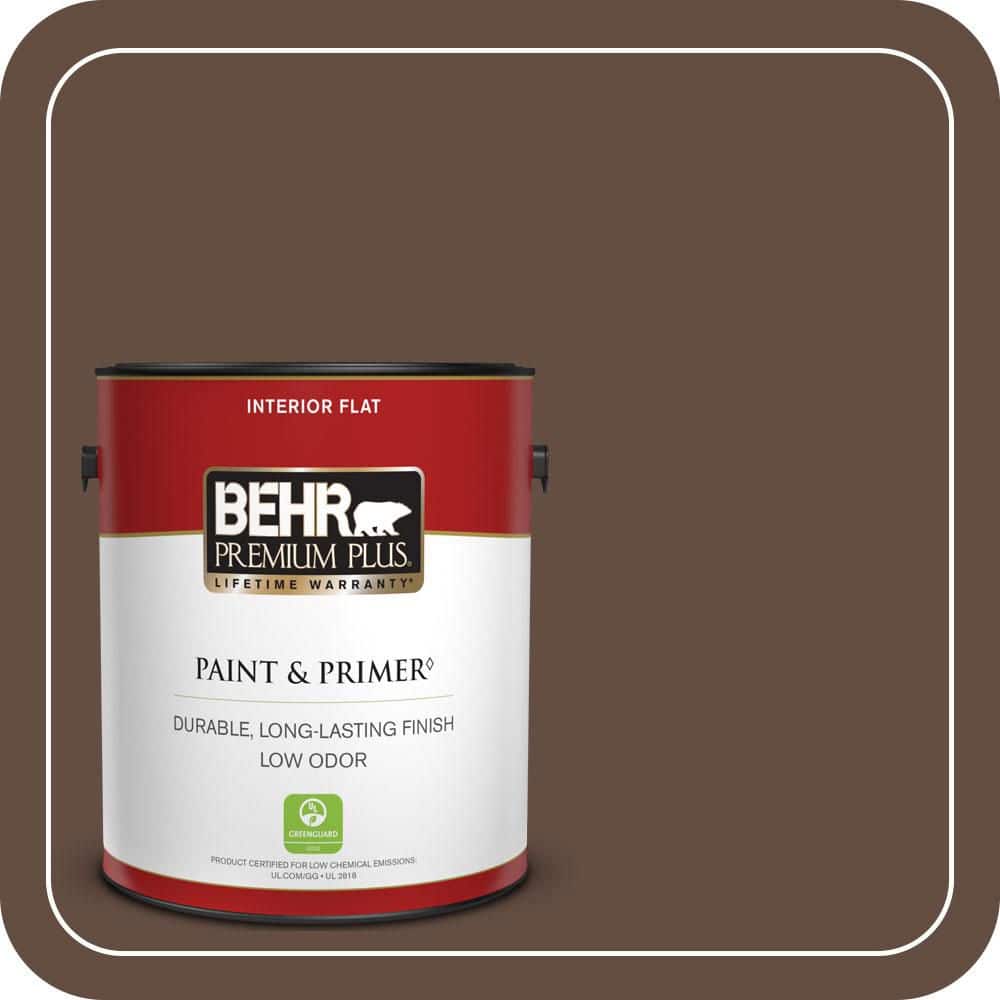 BEHR PREMIUM PLUS 1 gal. #S-G-760 Chocolate Coco Flat Low Odor Interior Paint & Primer