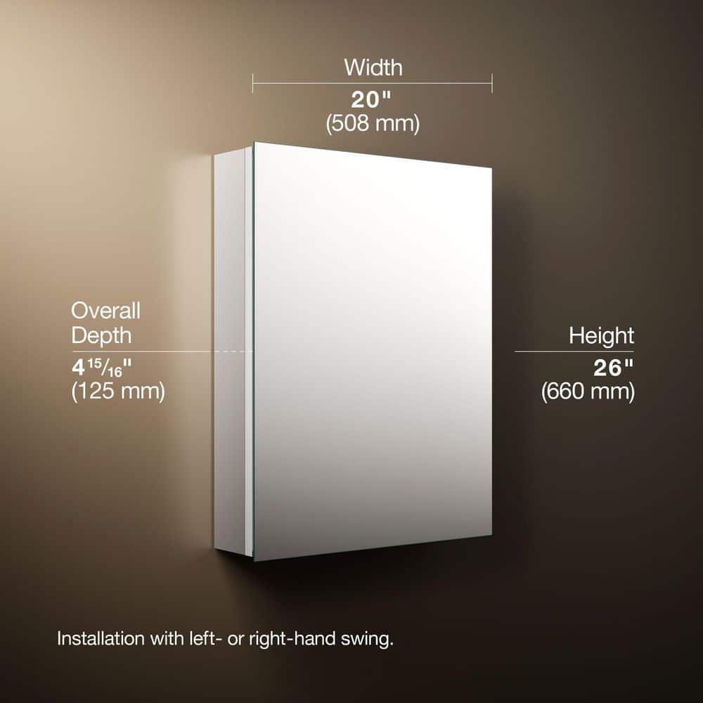 KOHLER Embark 20 in. W x 26 in. H Rectangular Recessed/Surface Mount Medicine Cabinet with Mirror (4)