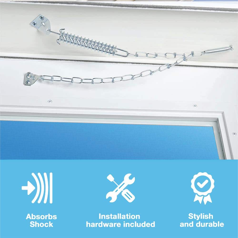 Wright Products Steel Screen and Storm Door Chain Stop - Absorbs Shock from Wind, Zinc (2)