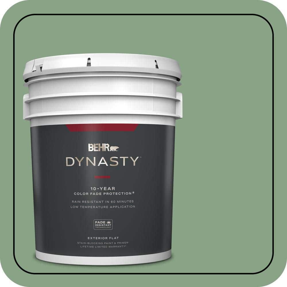 BEHR DYNASTY 5 gal. #S400-5 Gallery Green Flat Exterior Stain-Blocking Paint & Primer