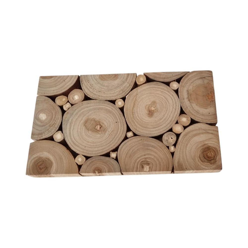 HomeRoots Natural Tree Stump Slice Teak Reclaimed Wood Decorative Wall Panels