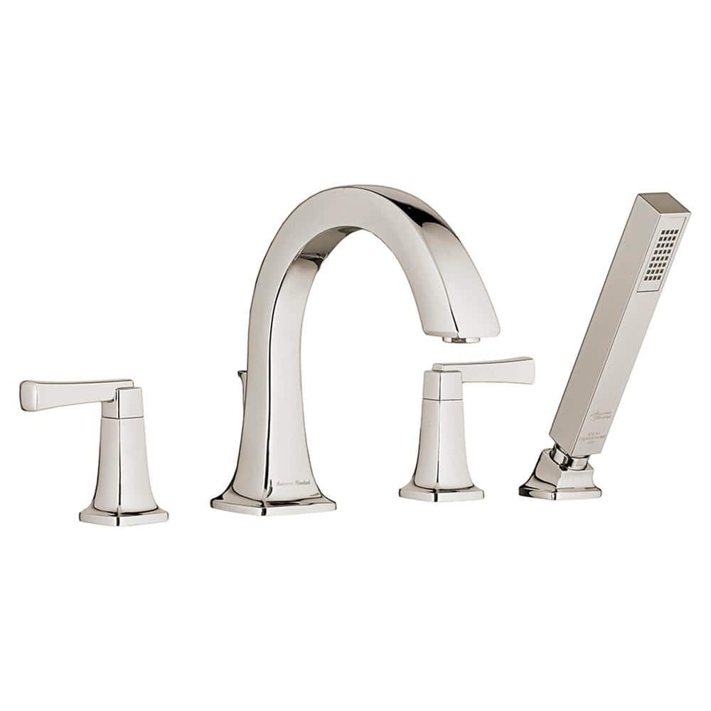 American Standard Townsend 2-Handle Deck-Mount Roman Tub Faucet for Flash Rough-in Valves with Hand Shower in Polished Nickel (2)