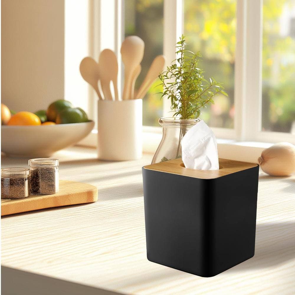 Unbranded Six Pack Black Tissue Box Covers, 5 in W x 5 in D x 5.5 in H, for Bathrooms, Home and Office, Restaurants (2)