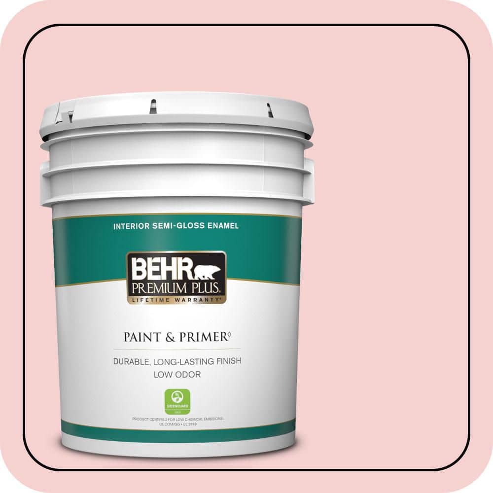 BEHR PREMIUM PLUS 5 gal. #P170-1A Pinky Promise Semi-Gloss Enamel Low Odor Interior Paint & Primer