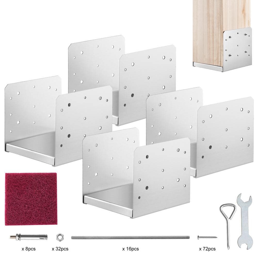 VEVOR 8 in. x 8 in. Post Base 4-Pieces Stainless Steel Adjustable Post Anchor Bracket Internal 7.8 in.x7.3 in. Adjustable Base (1)