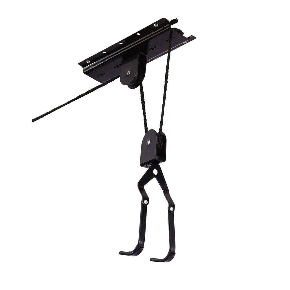 NVNOO Overhead Pulley System with 100 lb Capacity for Bicycles or Ladders, Black Secure Garage Ceiling Storage (1-Pack) (3)