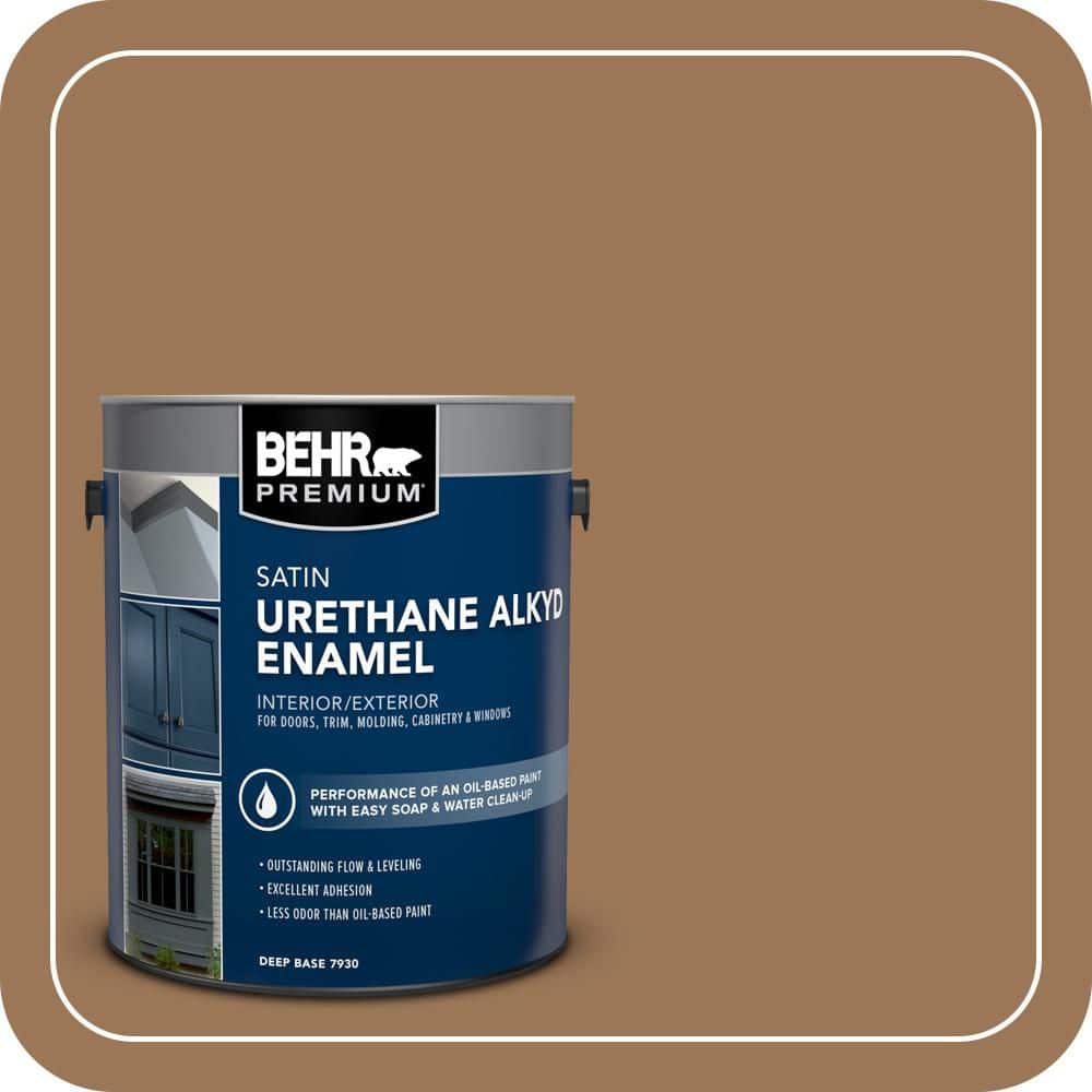 BEHR PREMIUM 1 gal. #PPU4-02 Coco Rum Urethane Alkyd Satin Enamel Interior/Exterior Paint (1)