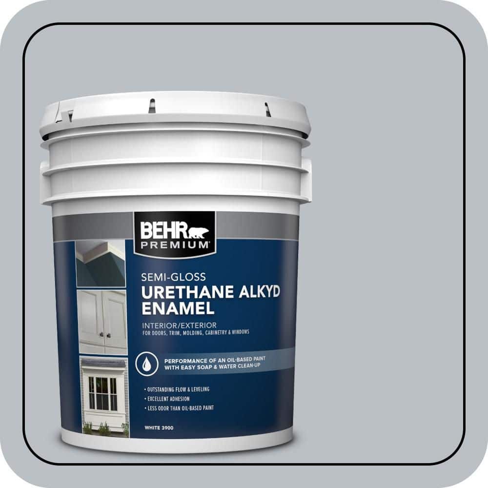 BEHR PREMIUM 5 gal. #750E-3 Skyline Steel Urethane Alkyd Semi-Gloss Enamel Interior/Exterior Paint