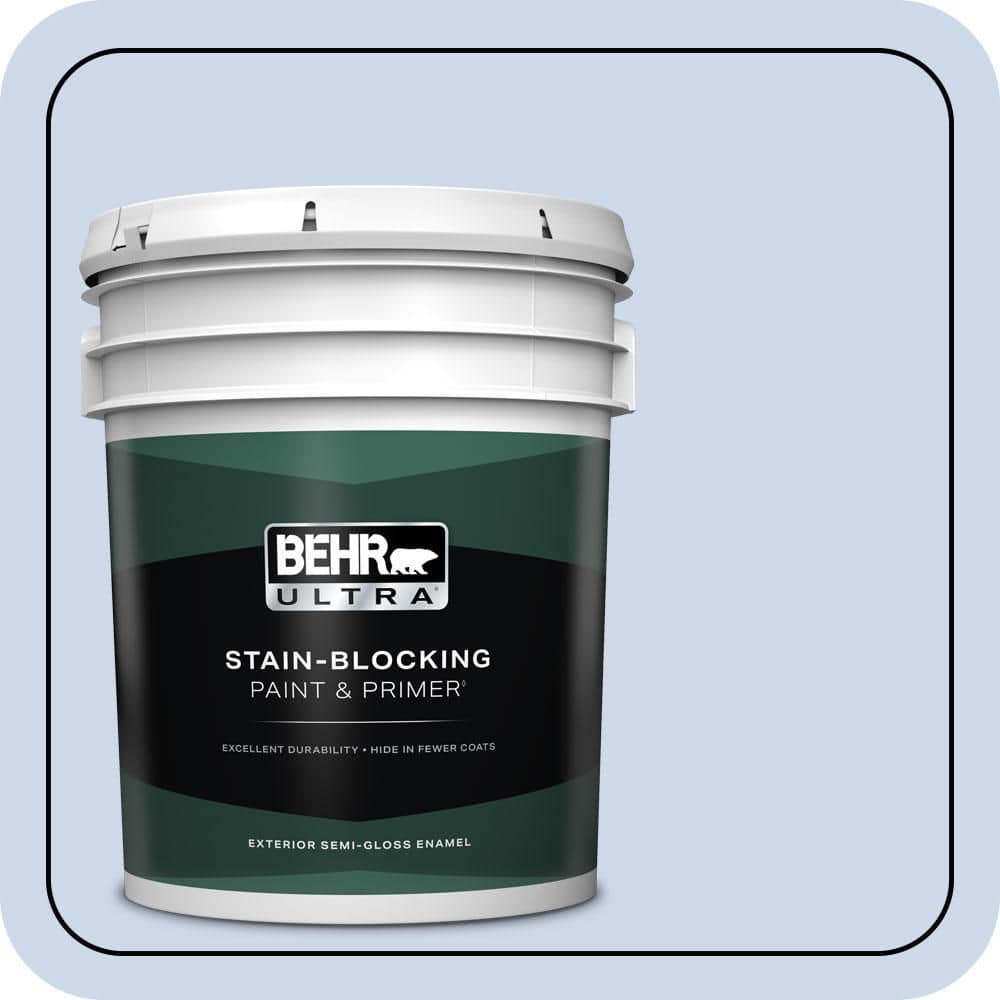 BEHR ULTRA 5 gal. #610C-2 Calm Water Semi-Gloss Enamel Exterior Paint & Primer
