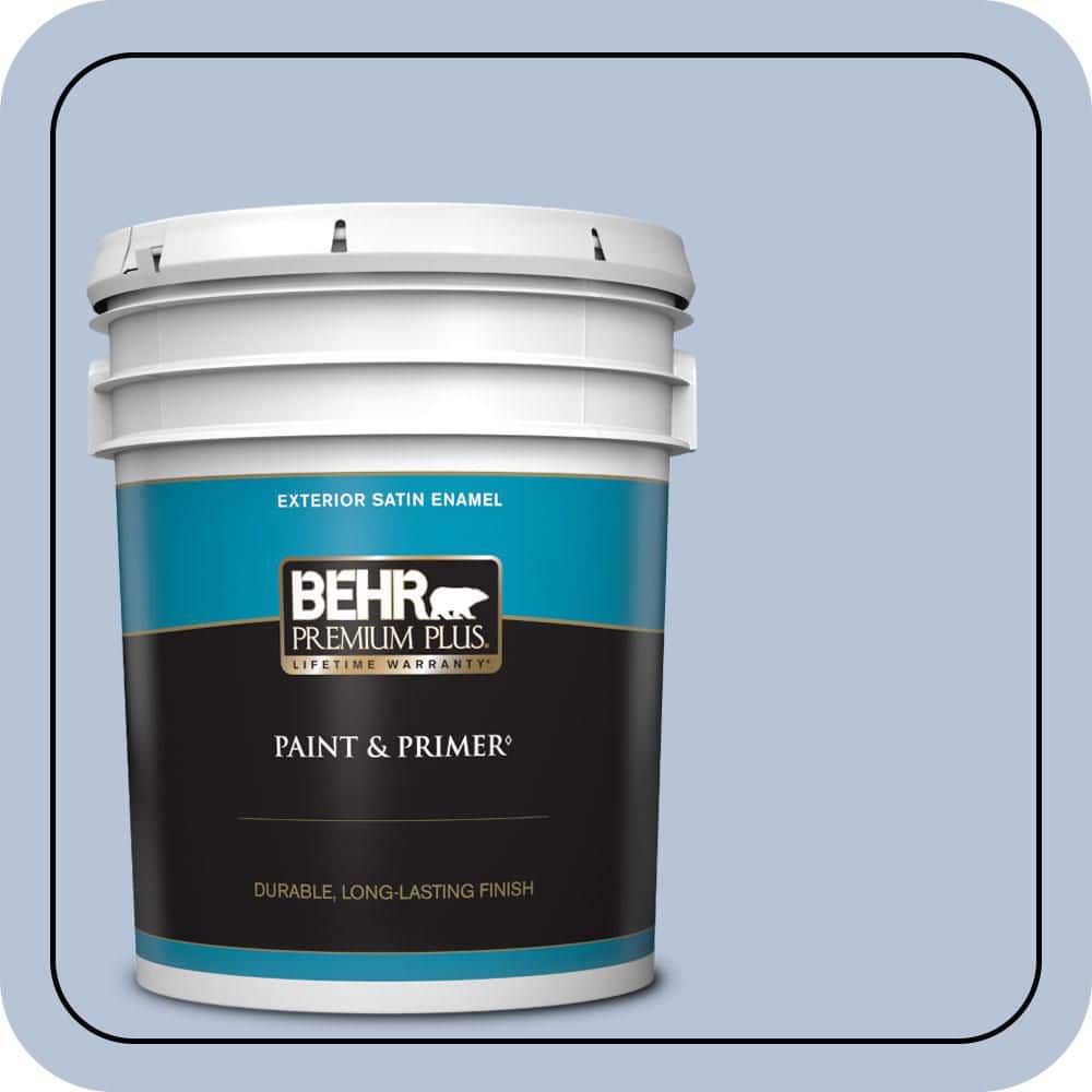 BEHR PREMIUM PLUS 5 gal. #610C-3 Virginia Blue Satin Enamel Exterior Paint & Primer