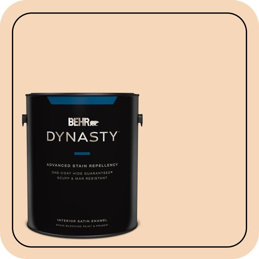 BEHR DYNASTY 1 gal. #PPU4-11 Porcelain Peach Satin Enamel Interior Stain-Blocking Paint and Primer