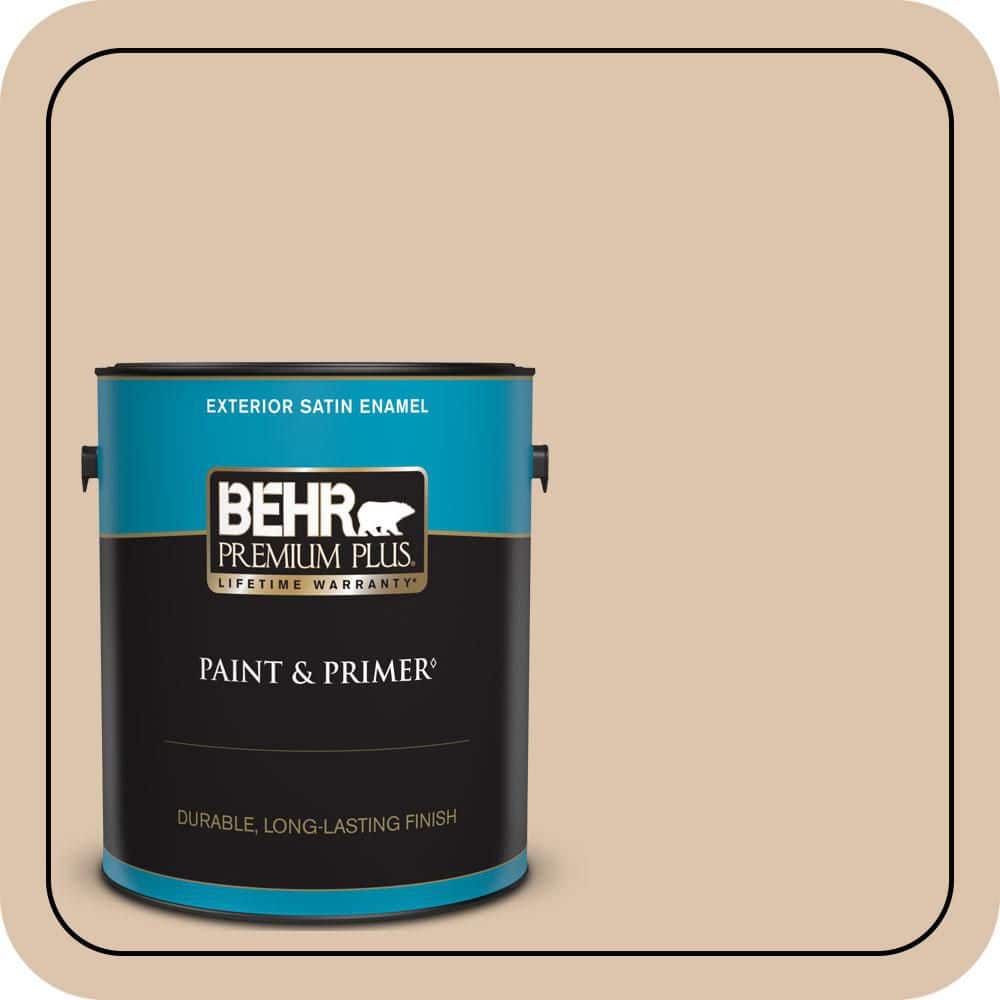 BEHR PREMIUM PLUS 1 gal. #PPU3-08 Sienna Dust Satin Enamel Exterior Paint & Primer