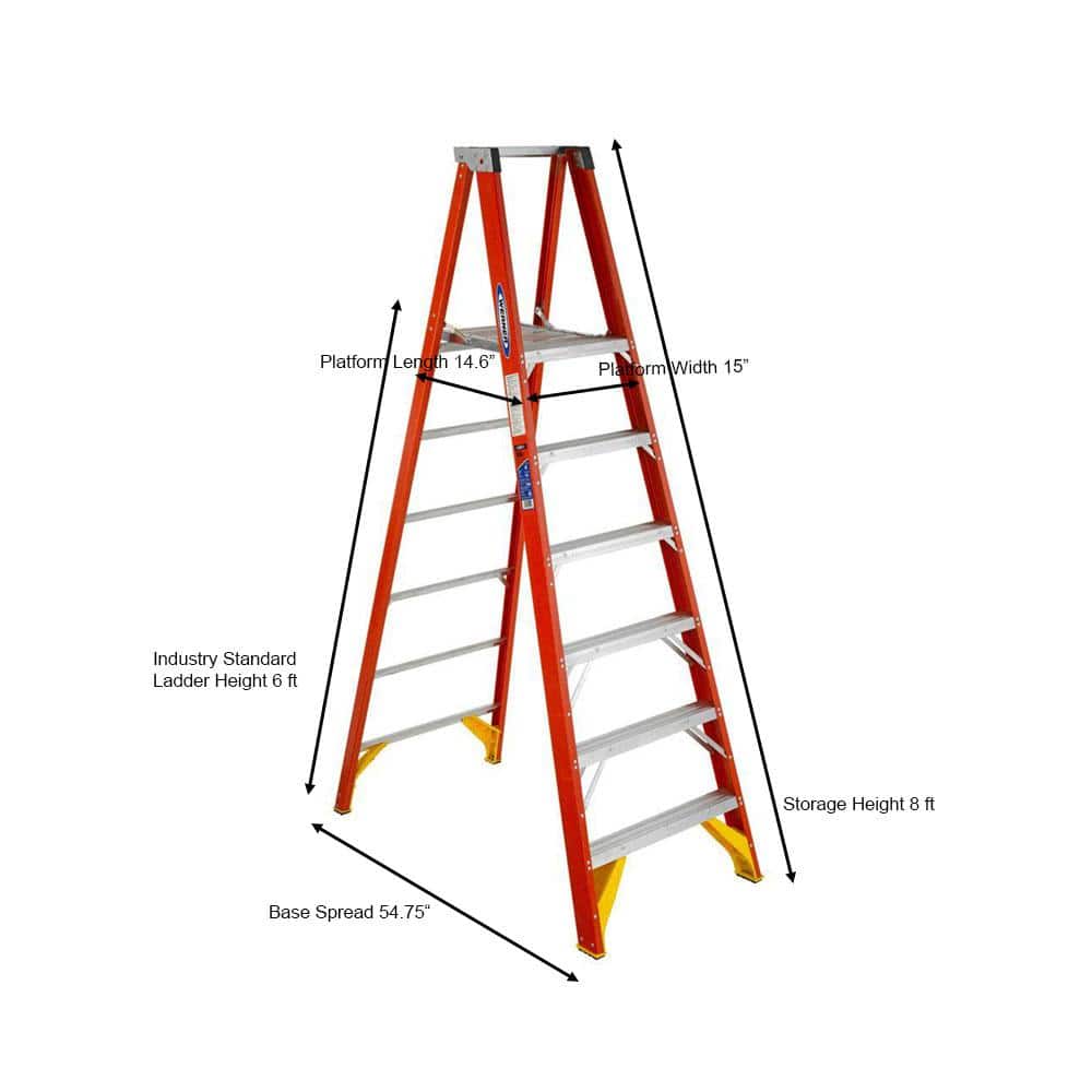 Werner Fiberglass Platform Ladder (12 ft. Reach Height) with 300 lb. Load Capacity Type IA Duty Rating (2)