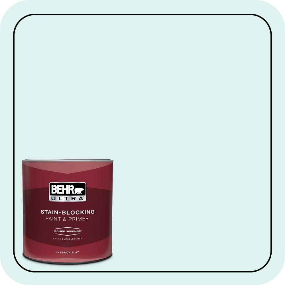 BEHR ULTRA 1 qt. #500C-2 Aqua Pura Extra Durable Flat Interior Paint & Primer