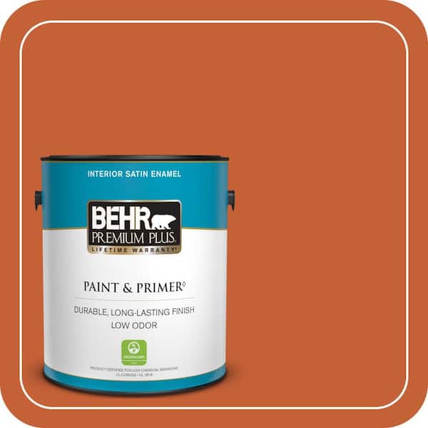 BEHR PREMIUM PLUS 1 gal. #T18-02 Civara Satin Enamel Low Odor Interior Paint & Primer (2)