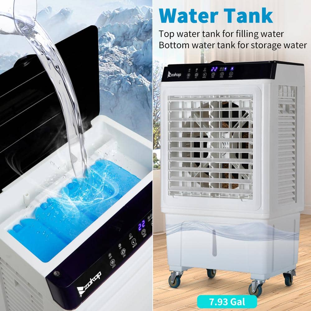 Winado 3 in 1 7.93 Gal. 2100 CFM 3-Speed Portable Evaporative Cooler for 320 sq. ft. (2)