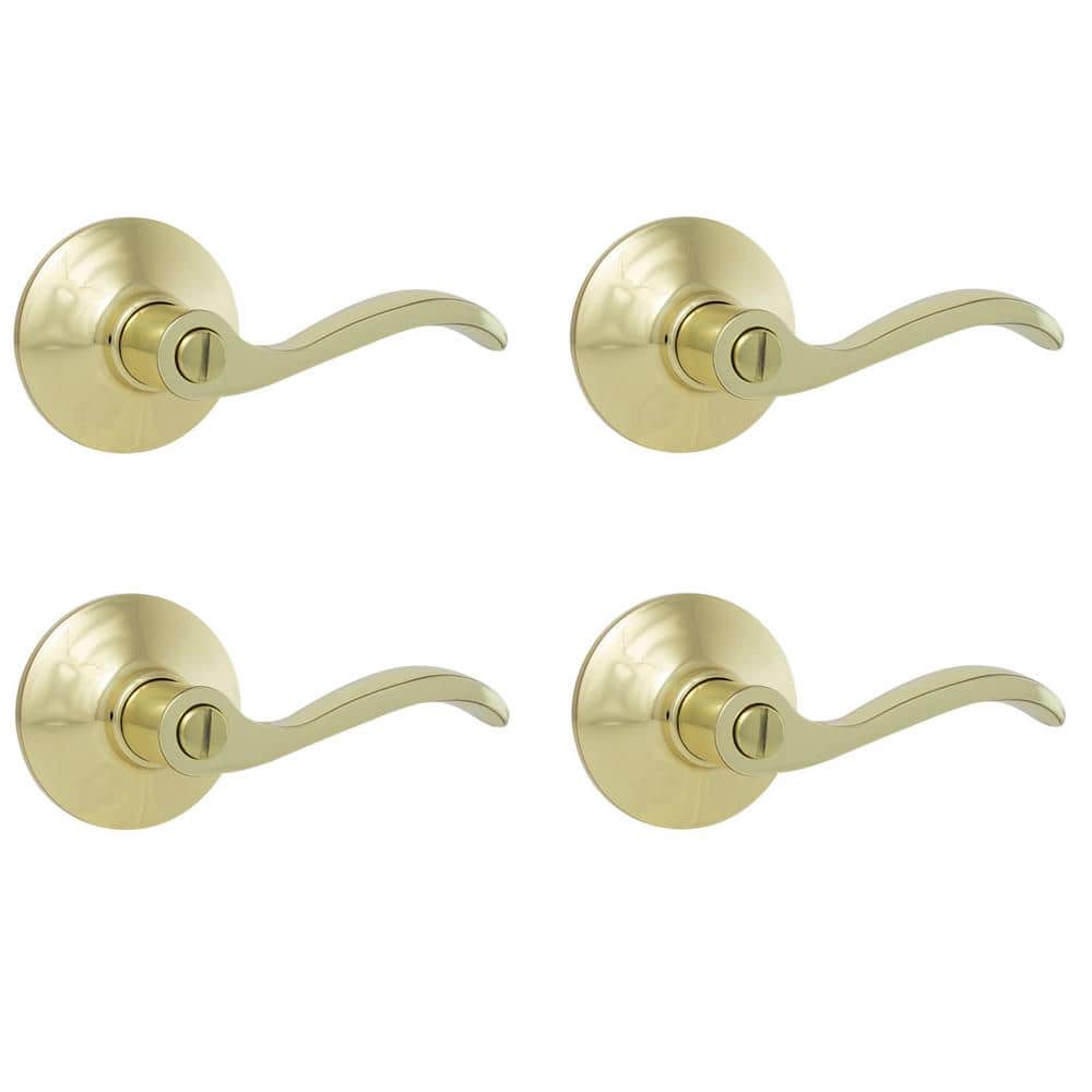 Defiant Naples Polished Brass Bed/Bath Door Handle (4-Pack)