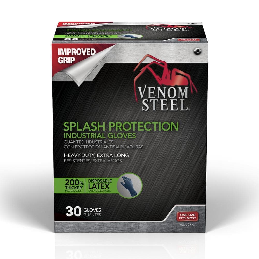 Venom Steel Splash Protection Blue Extended Cuff Disposable Latex Gloves (30-Count)