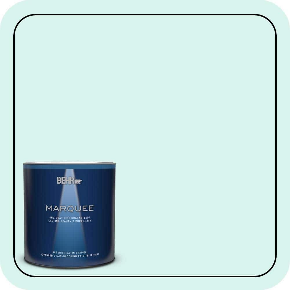BEHR MARQUEE 1 qt. #480A-1 Minted Ice Satin Enamel Interior Paint & Primer