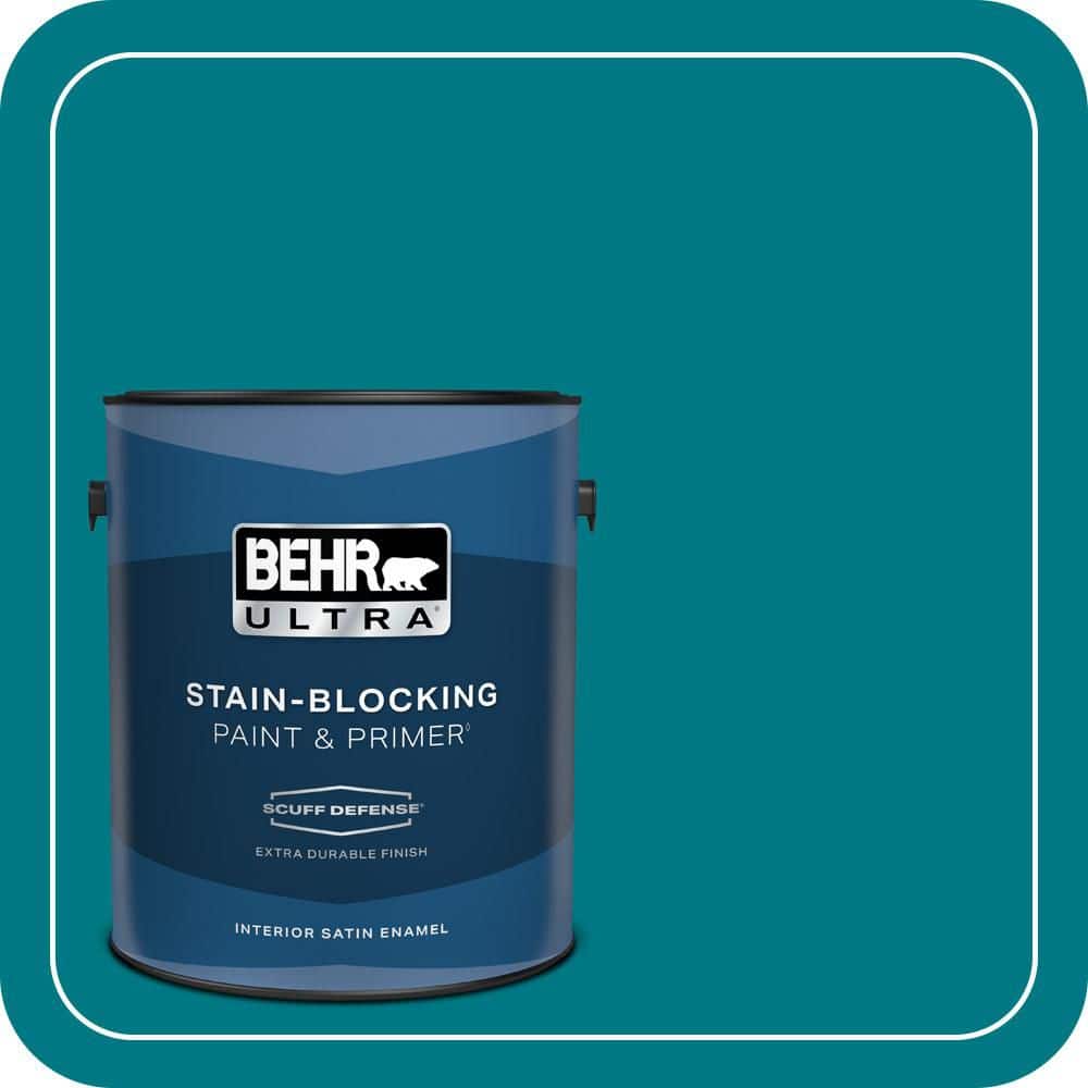 BEHR ULTRA 1 gal. #P470-7 The Real Teal Extra Durable Satin Enamel Interior Paint & Primer
