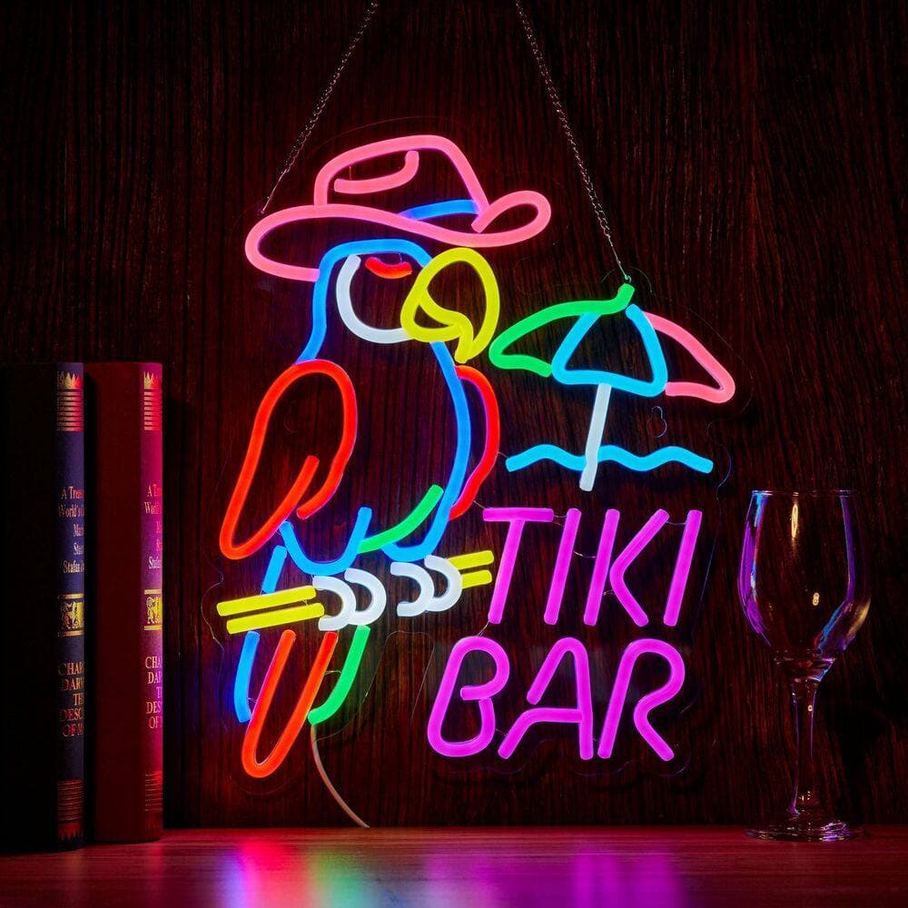Afoxsos Neon Sign Creative Cowboy Parrot Beer Bar Wall Decor USB Powered Dimmable LED Light Acrylic Board Man Cave (2)