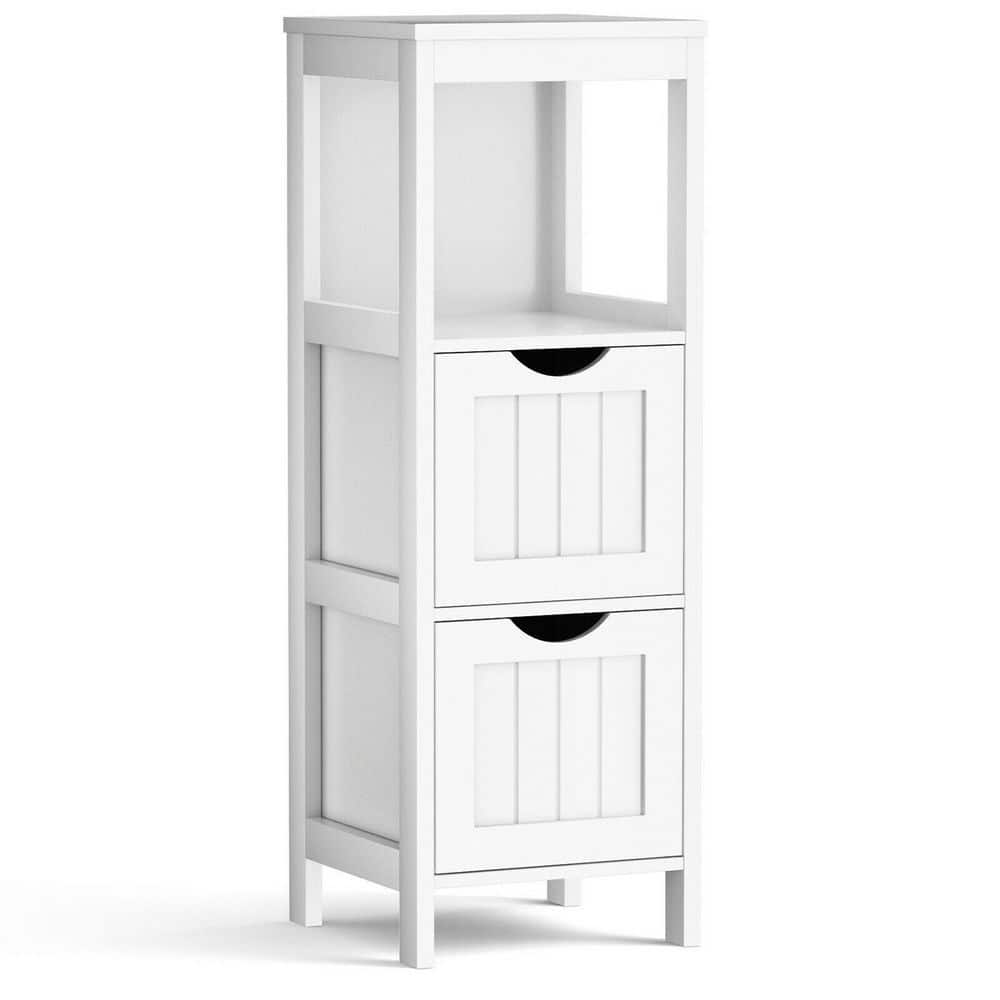 ANGELES HOME 12 in. W x 12 in. D x 35 in. H White Bathroom Storage Floor Linen Cabinet with 2 Drawers (1)