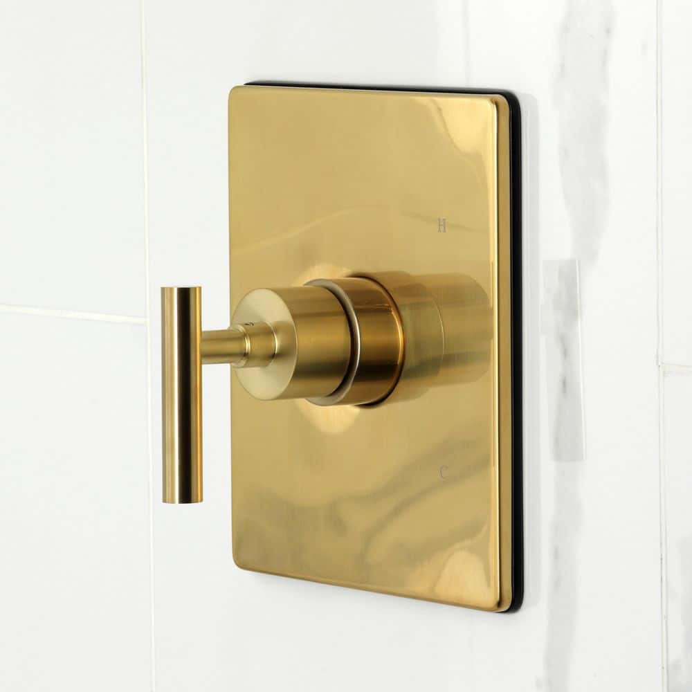 Kingston Brass Manhattan 1-Handle 1-Spray Tub and Shower Faucet 1.8 GPM in Brushed Brass (3)