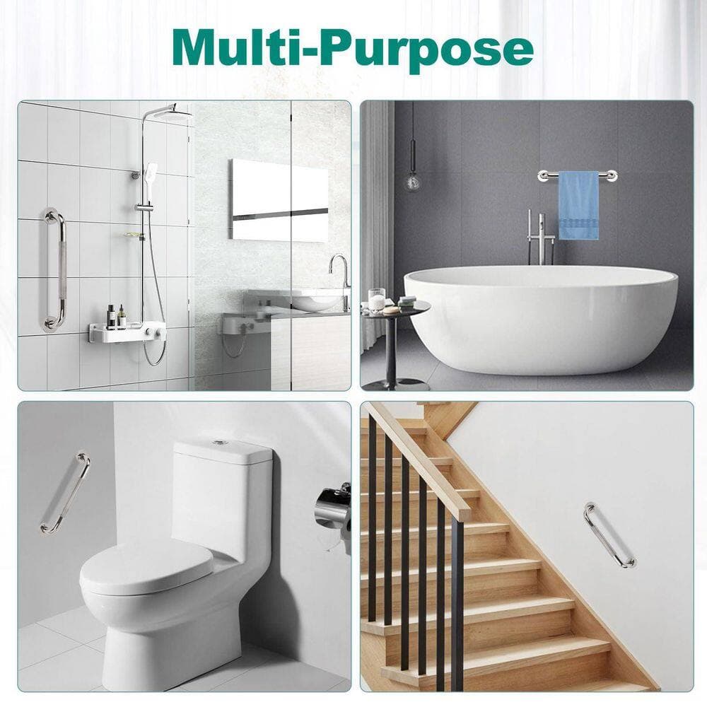 NVNOO 16 in. Stainless Steel Safety Bathroom Shower Grab Bars for Bathtubs and Showers, silvery (2-Pack) (3)