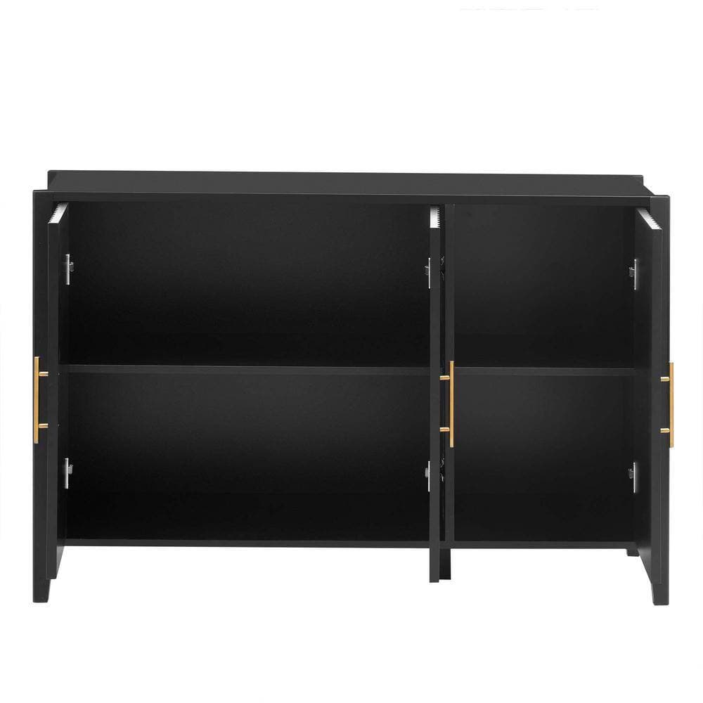 Unbranded 48 in. W 17.7 in. D 31.9 in. H Linen Cabinet Featured Three-door Storage Cabinet with Metal Handles (4)