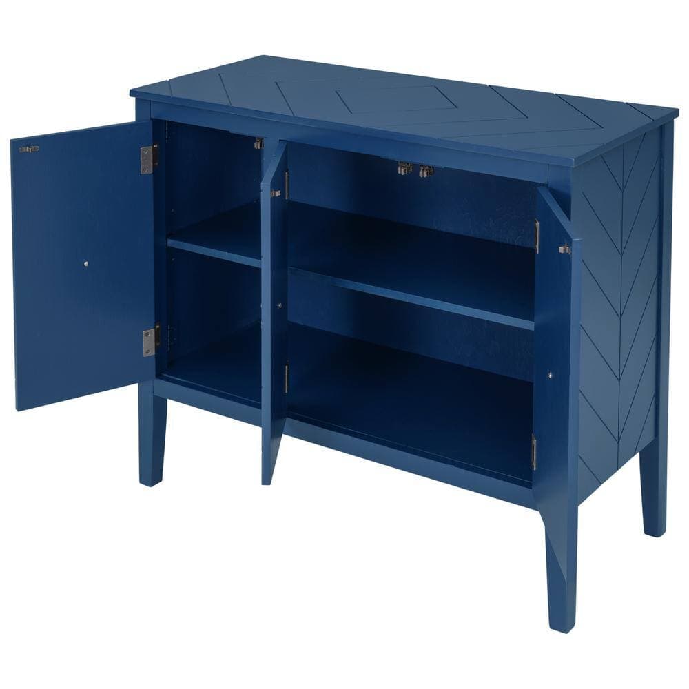 Unbranded 15.7 in. W x 37 in. D x 31.5 in. H Navy Blue Linen Cabinet with Adjustable Shelf (3)