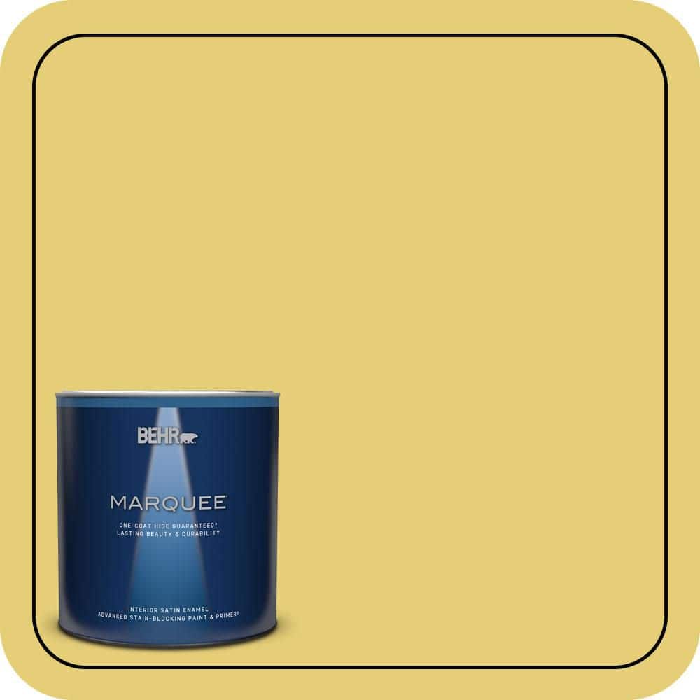 BEHR MARQUEE 1 qt. #P320-5 Green Papaya Satin Enamel Interior Paint & Primer