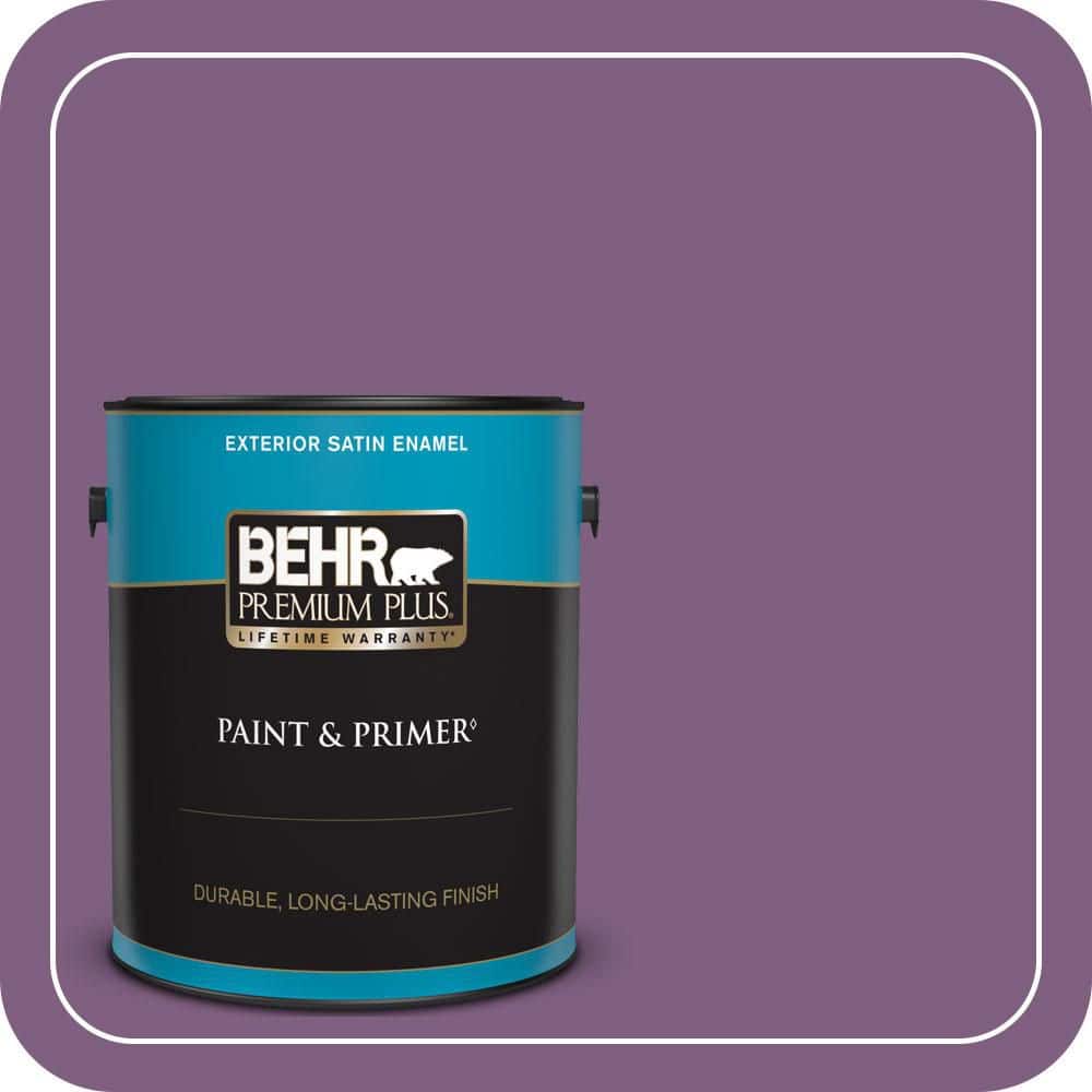 BEHR PREMIUM PLUS 1 gal. #MQ5-34 Showstopper Satin Enamel Exterior Paint & Primer
