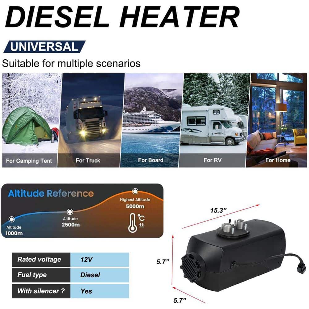 N/A Electric Air Heater 12V 5KW with 10L Tank, LCD Switch and Remote Control for Truck Boat RV Power (3)