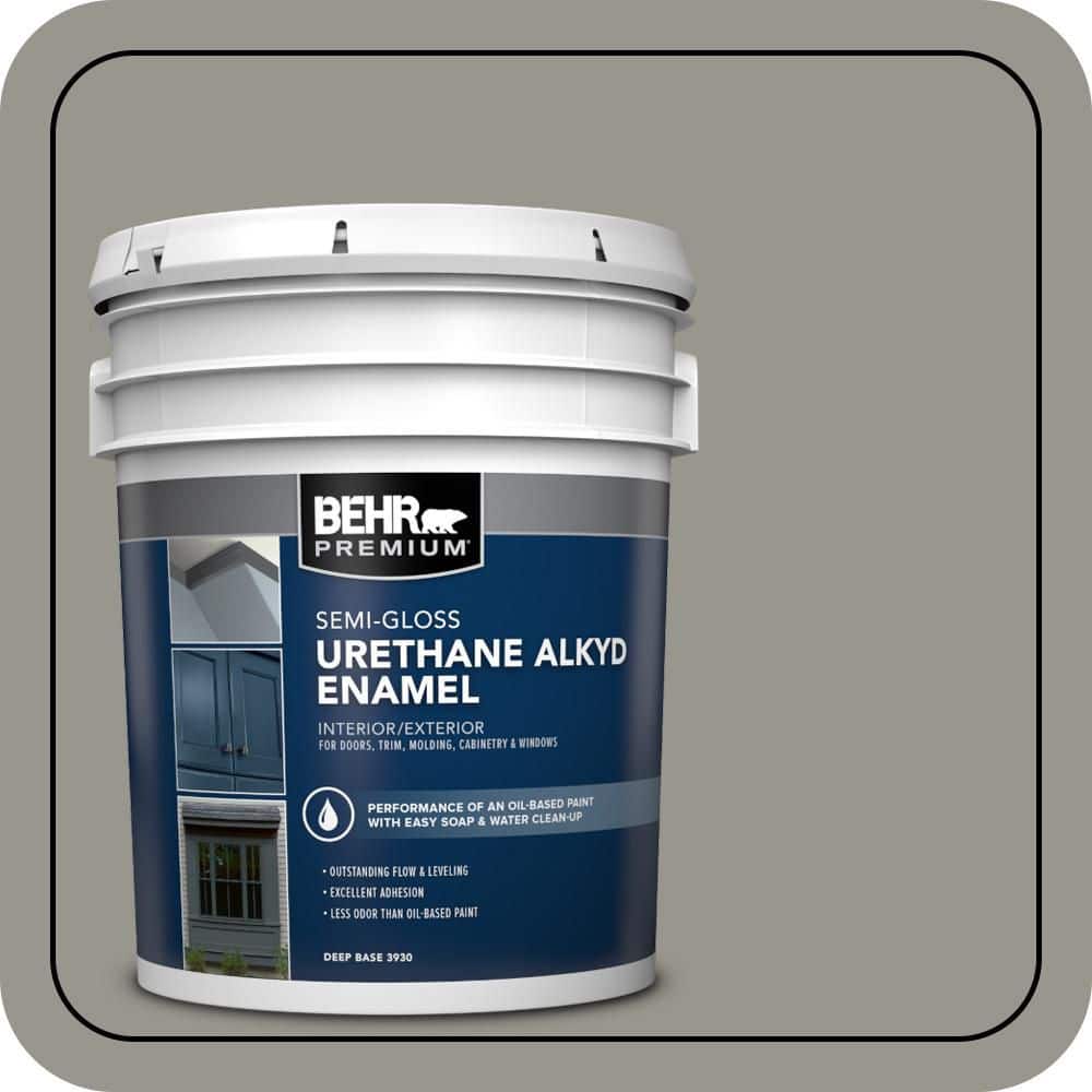 BEHR PREMIUM 5 gal. #N360-4 Battleship Gray Urethane Alkyd Semi-Gloss Enamel Interior/Exterior Paint