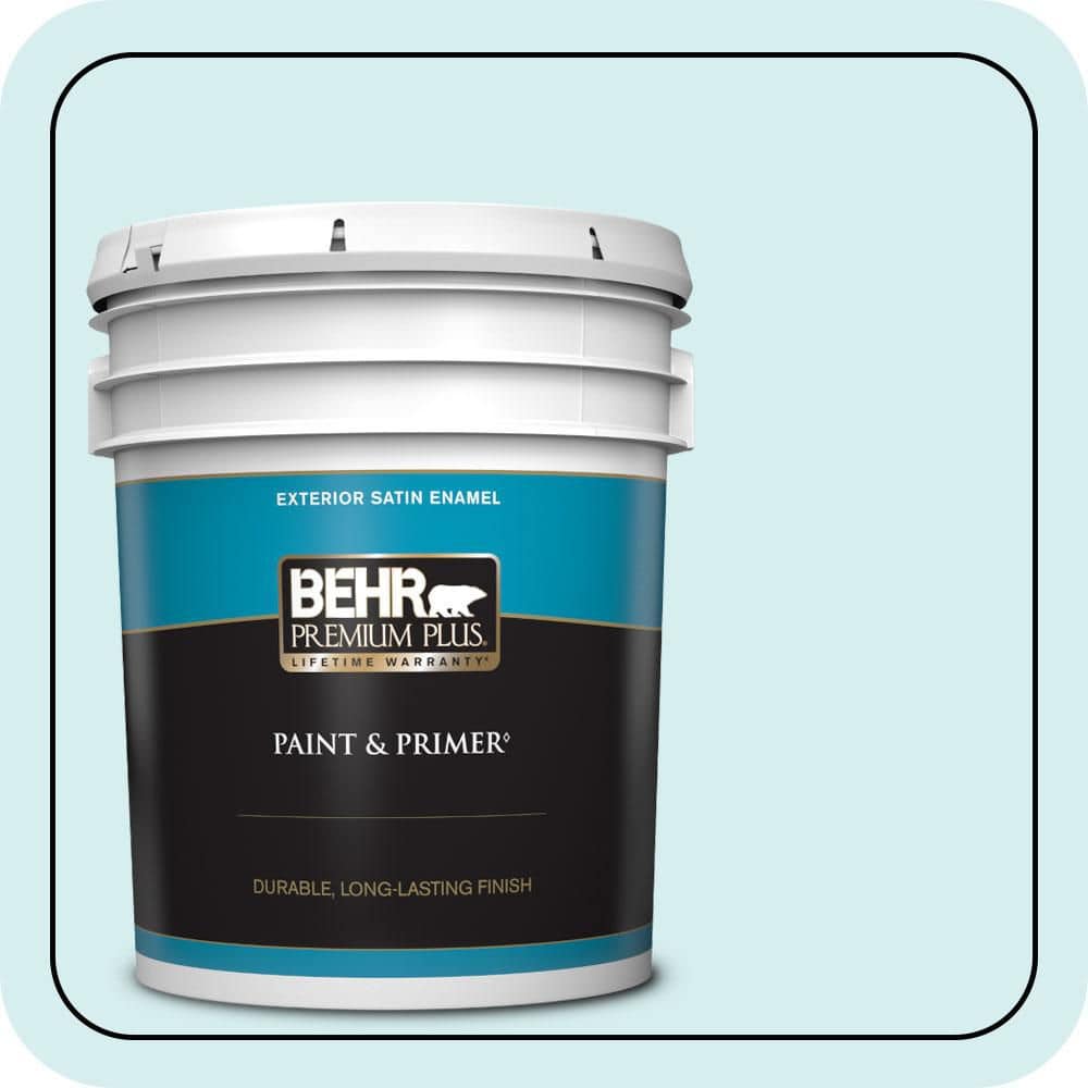 BEHR PREMIUM PLUS 5 gal. #520A-1 Lakeside Mist Satin Enamel Exterior Paint & Primer