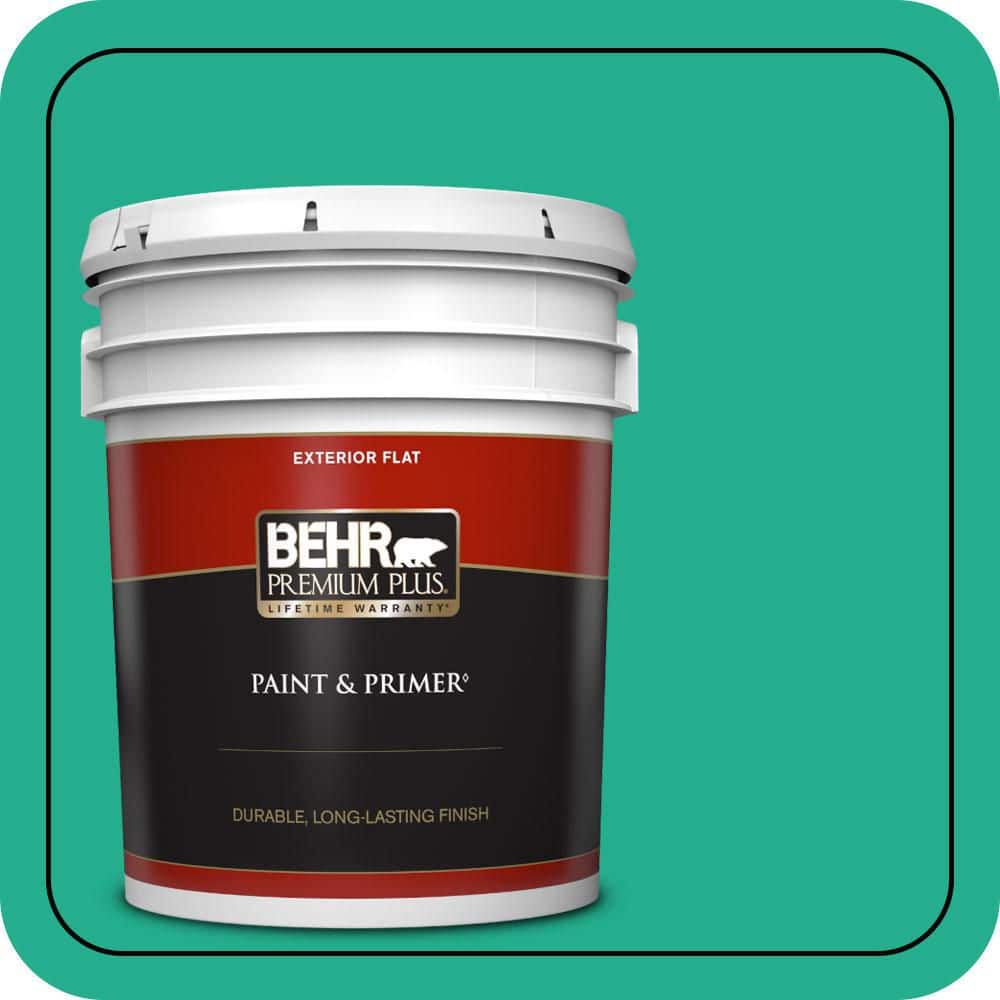 BEHR PREMIUM PLUS 5 gal. #480B-5 Mermaid Song Flat Exterior Paint & Primer