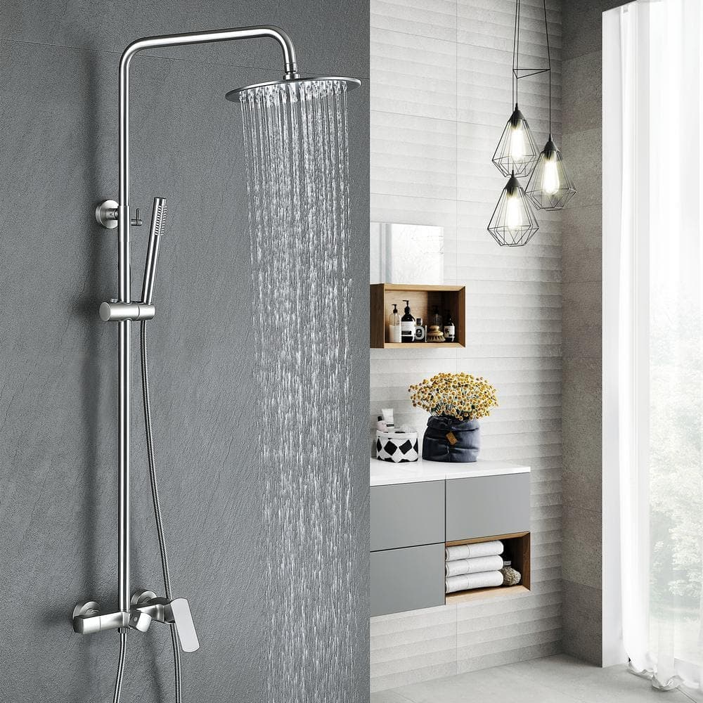 Tomfaucet 3-Spray Tub and Shower Faucet with 1.8 GPM Hand Shower and 360° Rotate Bathtub Spout in Brushed Nickel (Valve Included) (2)