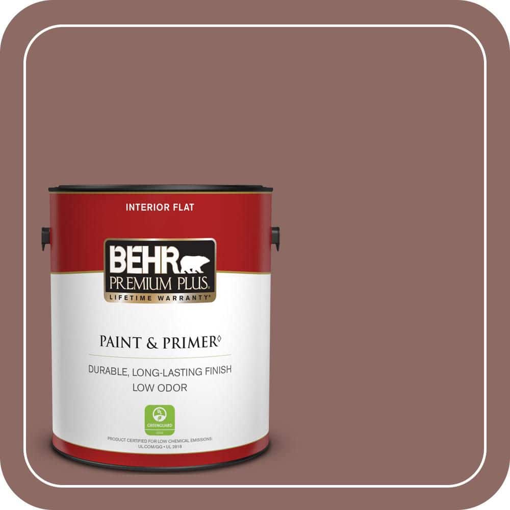 BEHR PREMIUM PLUS 1 gal. #700B-5 Red Stone Flat Low Odor Interior Paint & Primer