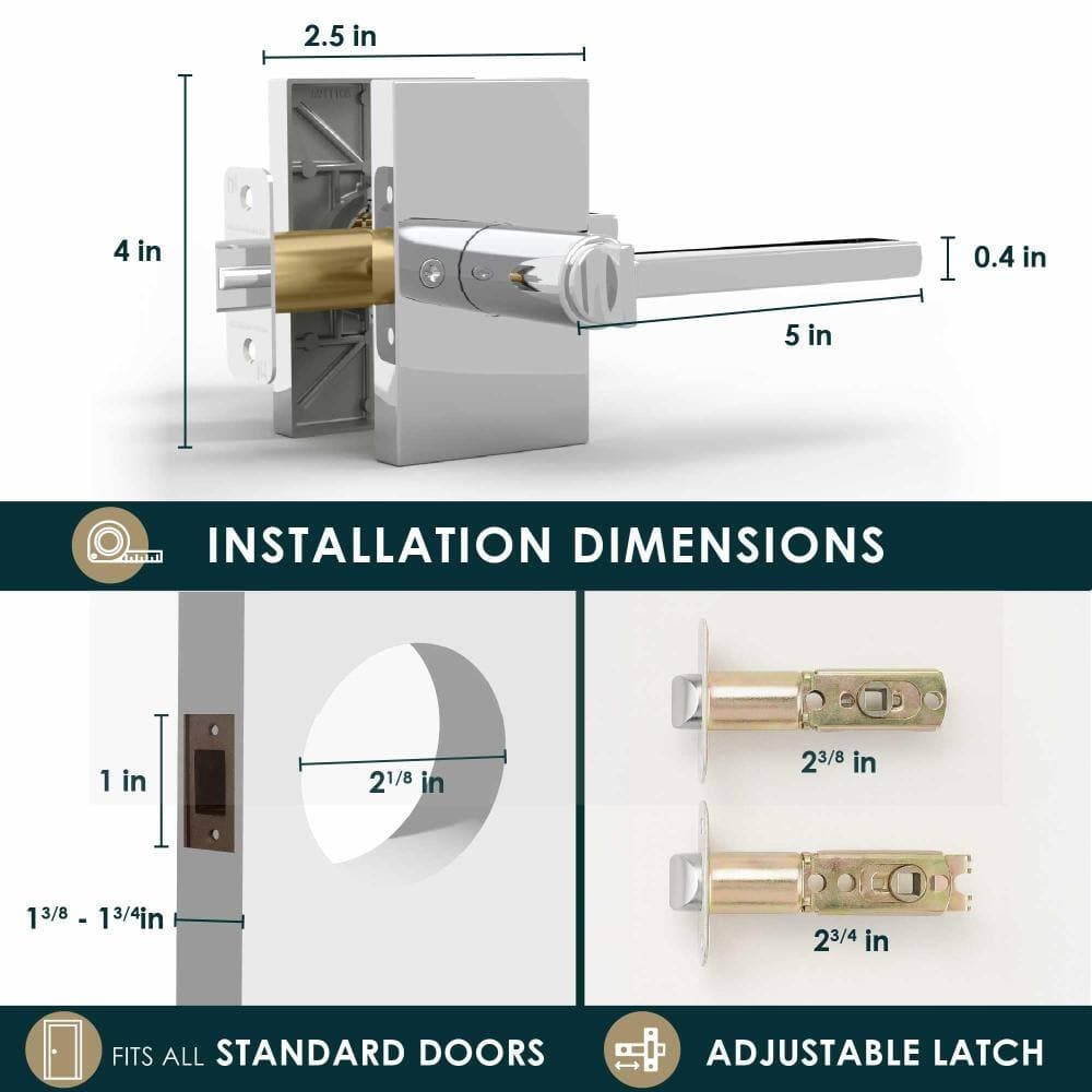 Mega Handles Glamor Keyed Entry Lever & Lock Door Handle - Polished Chrome (3)