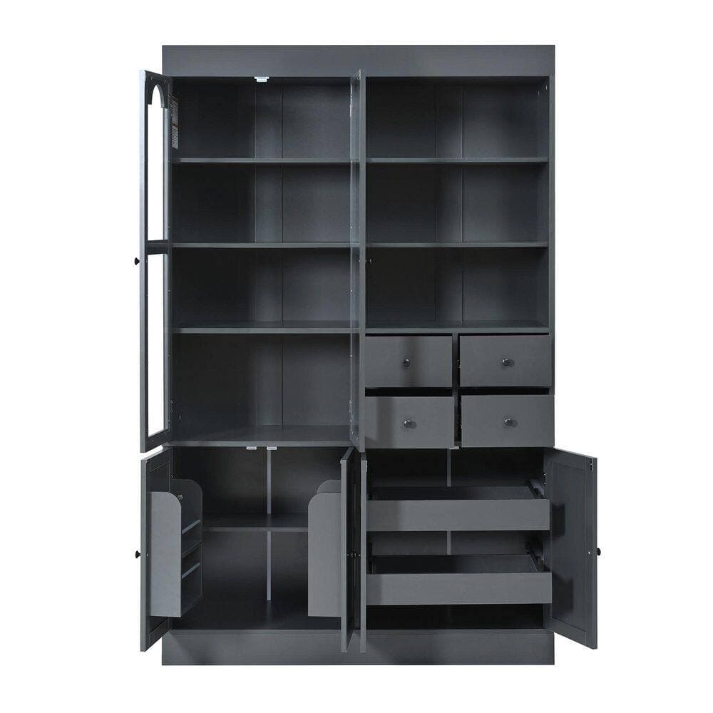 COWLOWN 47.2 in. W 15.7 in. D 75 in. Linen Cabinet Kitchen Pantry with 4-Drawers, Door Shelves and Pull-out Trays (2)