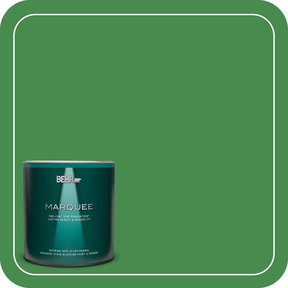 BEHR MARQUEE 1 qt. #MQ4-48 Planet Green One-Coat Hide Semi-Gloss Enamel Interior Paint & Primer