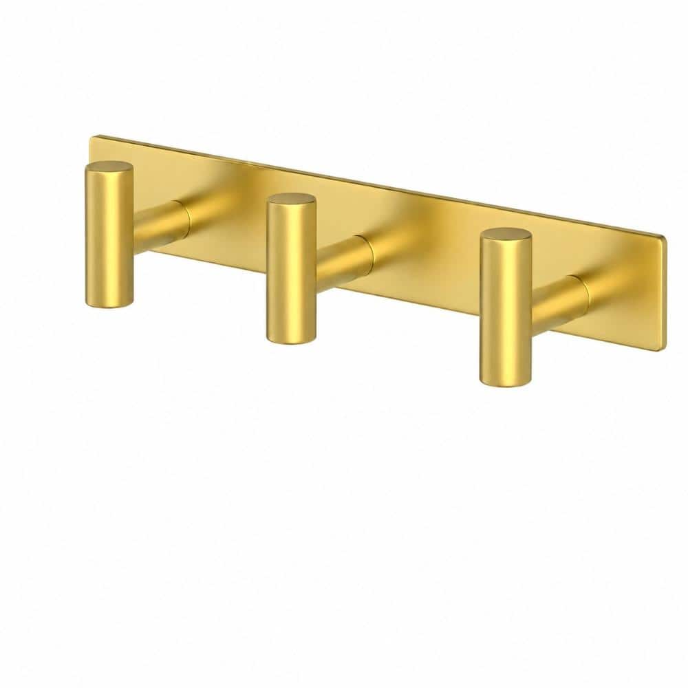 Unbranded Stainless Steel Coat Rack Wall Mounted with 3 Gold Hooks, Heavy Duty Rail for Coats and Towels Organizer (1)