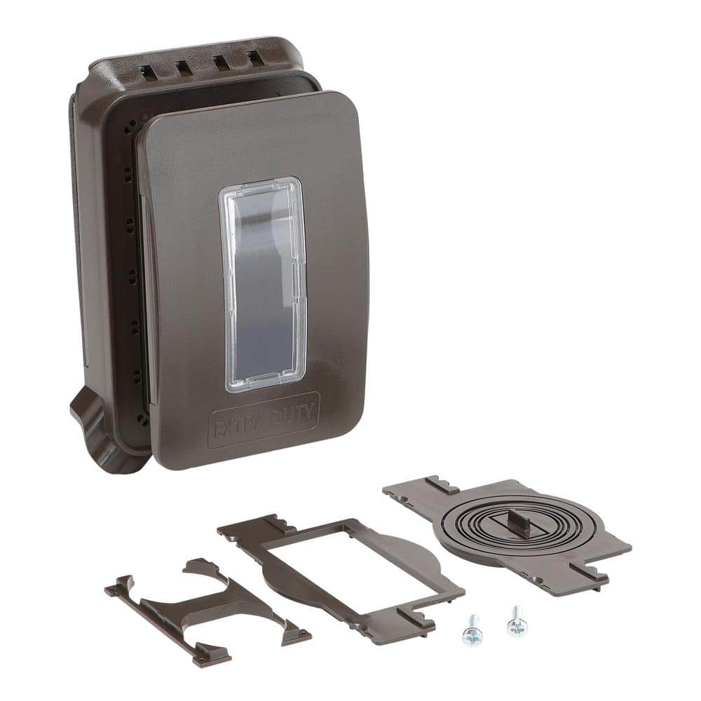 Commercial Electric 1-Gang Expandable Extra Duty Horizontal/Vertical Non-Metallic Weatherproof In-Use Cover (24-in-1 Configurations), Bronze