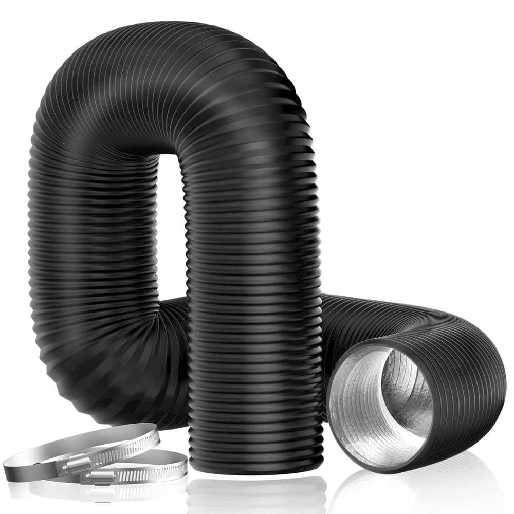 Angel Sar 4 in. x 16 ft. 3-Layer Protection Dryer Vent Hose, Insulated Flexible Duct with 2 Duct Clamps for Duct Fan Systems (1)