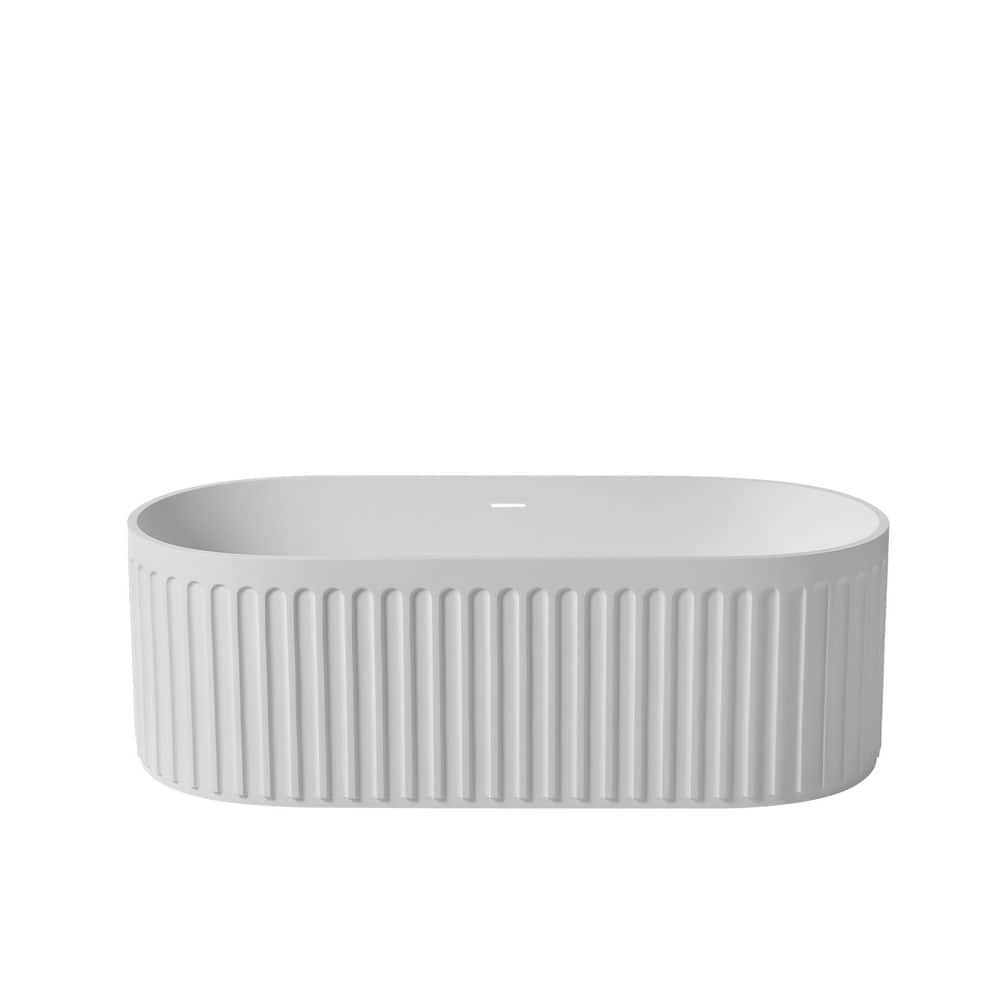 Boosicavelly 67 in. x 29.5 in. Freestanding Flat Bottom Soaking Bathtub with Drain in White (1)